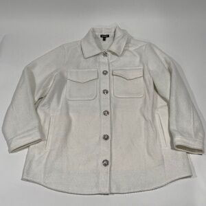 Express Sz XL White Jewel Button Shacket